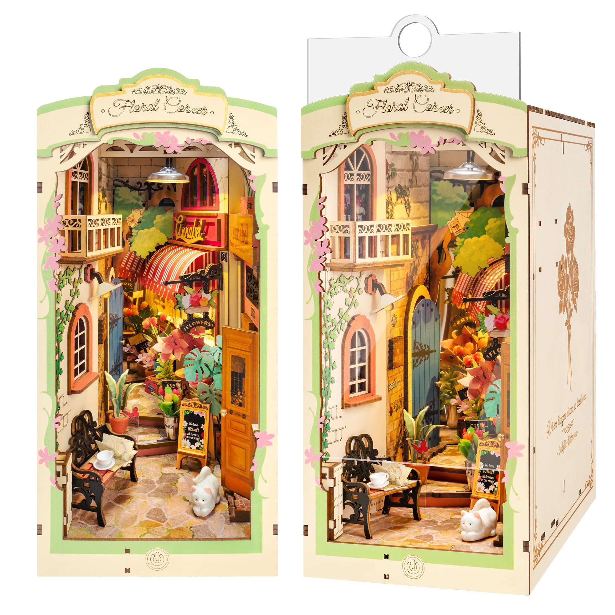 Wowood DIY Book Nook Floral Corner, 3D Puzzle Book Nook Kits for